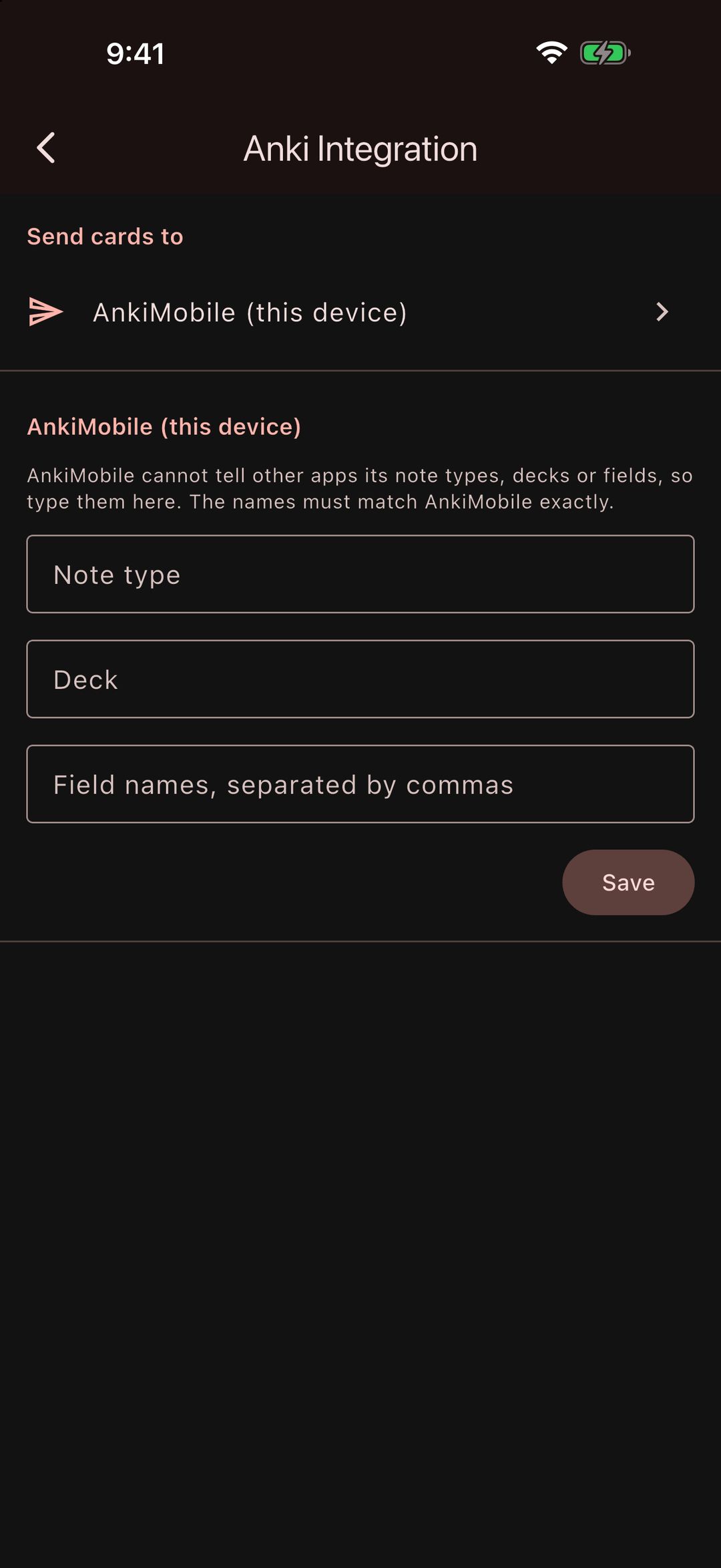 Anki settings on iPhone