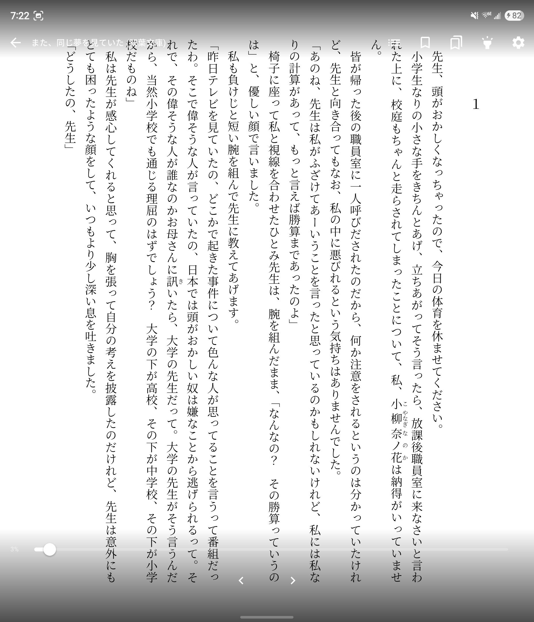 EPUB reader view with navigation controls visible